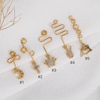 POENNIS No Piercing Nose Cuff with Charm 12 Diamond Gold Plated Moon Crown Bling Zircon Pendant Wedding #1 auksas
