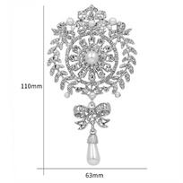 Weiman Large Crystal Rhinestones Simulated Pearls Drop Brooches Pave Pearl Brooches for Wedding Bouquets Engagement Plating sidabras
