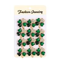 Weiman Jewelry 12PCS a Set Color Crystal Rhinestones Leaf Brooch Pins Set for DIY Wedding Bouquets Invitations Made Gift žalia