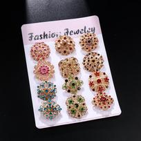 Weiman 12Pcs/set Silver Gold Plated Crystal Rhinestones Small Pack Card Brooch Pins for Women or DIY Wedding Bouquets