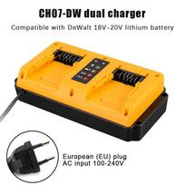 Nešiojamas dviejų prievadų įkroviklis ES/JAV greito įkrovimo adapteris Dewalt 18-20V ličio baterijoms Dcb202 Dcb204 Dcb205 Dcb206 Dcb207 Dcb203 EU adapter