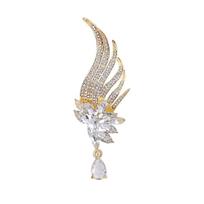 Weiman Golden Feather Pendant Brooches Luxury Women Fashion Rhinestone Crystal Gold Plated Alloy Customize Designer Brooch Pins XD822055 auksas