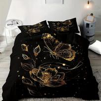 Golden Butterfly Duvet Cover Microfiber Twin Full Queen King Bedding Set Botanical Floral Comforter Cover For Women Girls Room 135x200cm black