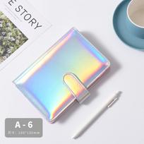 Hologram Binders A6 PU Leather Looseleaf Spiral Empty Holographic Notebook Binders Storage Budget Planners (as the picture,A6)