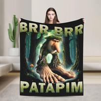 Tung Sahur Funny Blanket Fleece Summer Winter Italian Brainrot Multi-function Warm Throw Blanket for Home Bedroom Rug Piece Size: 75*100cm, Weight: 230 GSM