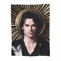 Damon Salvatore Blanket Flannel Spring Autumn The Vampire Diaries Portable Warm Throw Blankets for Bedding Travel Rug Piece Size: 75*100cm, Weight: 230 GSM