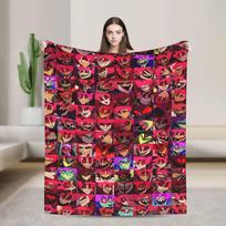 Vox Alastor Hazbin Hotels Warm Blanket Girls Boys Plush Throw Blanket Fluffy Outdoor Flannel Bedspread Sofa Bed Cover Size: 75*100cm, Weight: 230 GSM