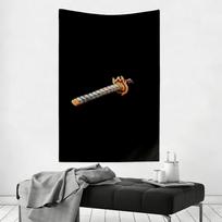Japanese Samurai Sword Hilt Tapestry Black Background Katana Art for Anime Fans Room Collectible Wall Decor 100X70CM