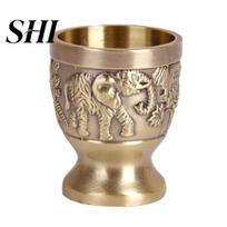 Embossed Wine Cup 15ml Retro European Style Zinc Alloy Stereo Elephant Design Table Decorations Ornament bronza