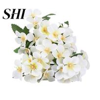 Artificial Begonia Flower Branch with Stem 5 Fork 35 Head Home Wedding Flowers Party Faux Crabapple Floral Arrangement Indoor Outdoor Decoration Photo smėlis