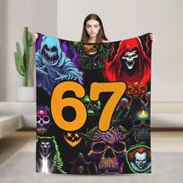 67 Mėmės Helovinas Vaiduokliškas Baisus Antklodė Kokybiška Šilta Minkšta Mesti Antklodę Žiemos Stovyklavimas Lauke Patogus Patalynė 75X95CM
