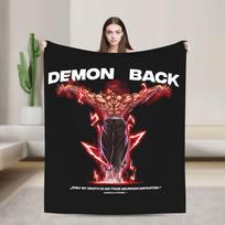 Demono nugaros anaboliniai drabužiai Baki pledai Flanelės tekstilės dekoras   Super šilti pledai lovai miegamajam pliušinis plonas antklodė 75X95CM