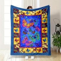 Vibrant Butterfly Print Blanket Bedroom Blanket for Livingroom Couch Lunch Break Soft Throw for Friend's Festival Gift 75X95CM