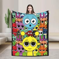Sprunki Team Funny Games Blanket  Flannel Funny Breathable Throw Blankets for Chair Covering Sofa Summer 75X95CM