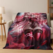 002 Zero Two DARLING In FRANXX Sexy Girl Cartoon Art Flannel Blanket,Cozy Soft Throw Blanket for Home Bedroom Bed Sofa Cover 75X95CM
