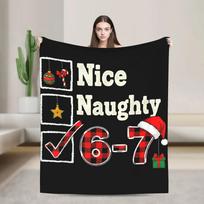Meme Nice Naughty  Christmas Brain Rot Plush Blanket for Girls Boys Flannel Throw Living Room Warm Bedspread 75X95CM