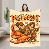 Animacinis mielas Punch Monkey Oran-Mama megztas pledas flanelinis šiltas pledas lovai lovos kilimėlis 75X95CM