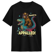 Retro Mongo Is Appalled Princess Cat Riding Dinosaur TShirt Unisex Novelty Cotton Tees Round Collar Short Sleeve T Shirt Plus Size S įvairiaspalvis