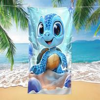 1 Piece Cute Little Turtle Beach Towel-Soft quick-drying microfiber with whimsical cartoon design, perfect for ocean ambiance 75x150cm&1pc