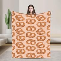 Food Pretzel Flannel Blanket Adults Warm Cozy Throw Blanket Autumn Home Decor Bedspread Sofa Bed Cover Size: 75*100cm, Weight: 230 GSM