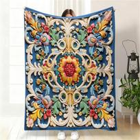 Stained Glass Floral Mandala Throw Blanket, Vibrant Mosaic Decor for Couch, Bed, Living Room & Bohemian Home Settings Size: 75*100cm, Weight: 230 GSM
