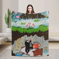 The Little Mole Krtek Blankets Cartoon Floral Wool Awesome Soft Throw Blanket for Coverlet Spring Autumn Couch Size: 75*100cm, Weight: 230 GSM