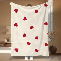 VIKAMA Valentine's Day Love Plush Blanket Flannel Warm Red Heart shaped Valentine's Day Gift Living Room Sofa Blanket Size: 75*100cm, Weight: 230 GSM