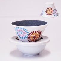 COFIL Fuji Shiki Ceramic Filter Server with Drip Tray Fireworks - (Summer) Made in Japan Hasamiyaki balta