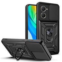 Kameros apsauginis dėklas VIVO Y03 Y100 Y02 Y17S Y27 Y36 Y35 Y16 Y22 Y21 Y55 Y33S Y33 Y31 Y51 Y20 Y12 šarvuotas hibridinis žiedu galinis dangtelis For VIVO Y03 4G juoda