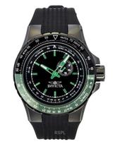 Invicta Aviator Juodas Silikoninis Dirželis Juodas Ciferblatas Kvarcinis 49731 100M Vyriškas Laikrodis juoda