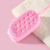 Silicone Bubble Bath Brush: Dual-Sided Scrubber & Soap Holder for Massage rožinė