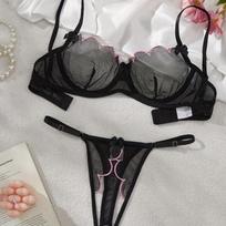Petal exy lingerie sets ultra-thin two-piece set open crotch women's sex set S juoda