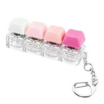 Keyboard Fidget Toy 4-in-1 Keyboard Decompression Button Finger Clicker Toy 4-Keys Fidget Keychain Work Travel Stress Relief Desk Toy
