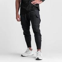 Men Elastic Waist Cargo Jogger Pants With Drawstring And Zipper Pockets S juoda