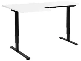 Reguliuojamo aukščio kampinis rašomasis stalas DESTINES baltas/juodas 160 cm 109 cm kairinis