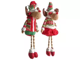2 šventinių dekoracijų rinkinys GEITSJOEN Elnias 55/58 cm, spalvotas