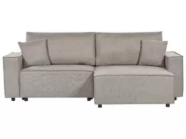 Išskleidžiama 3 vietų sofa-lova KARILA, smėlio pilkumo spalvos, su patalynės dėže, kairinė