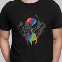 Cosmic River T-Shirt: Trippy Rainbow Planet Graphic Tee L