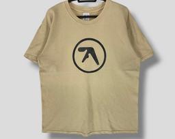 Rare Vintage 90s Aphex Twin promo T-Shirt Richard David James DJ electronic dance music techno musician rave tee beige Large L