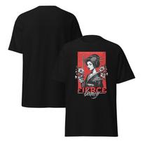 Geisha Warrior T-Shirt, Fierce Beauty Katana Art Tee, Japanese Sakura Flower Samurai Woman Shirt, Unisex T-Shirt M