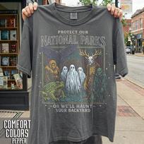 Protect Our National Parks Comfort Colors® T-Shirt, Cryptid Tee, Bigfoot Mothman Ghost Wendigo Skull XL