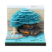 Custom Tear-Off Paper Notepad Laser Cut 215 Sheets Memo Pad Promotional Decorative Collection Treehouse Note With Logo mėlyna