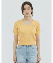 Vanake Cable Knit Short Sleeve Knit_Vb35Ktm302Z Pink(Pk)/F(Free)