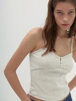 Heatherment Binding Button Camisole (Oatmeal Melange) Os