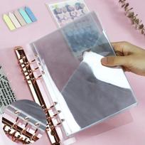 5pcs A5 Inclined Pocket Binder Refill Bag A6 A7 PVC Ticket Stickers Storage Bags 6 Hole Journal Transparent Organizer A6 1 gird
