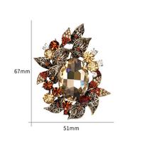 Weiman Antique Gold Plating Vintage Style Large Coffee Crystal Rhinestones Leaf Plant Decor Brooches Factory Wedding Alloy Antique Gold Plated kava