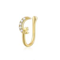 CANNER Star Moon Diamond Nose Cuff Piercing Jewelry Non Tarnish Trendy Nose Rings U Shape auksas