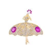 Weiman Ballet Girl Dance Dress Brooches Luxury Women Elegant Crystal Rhinestone Gold Plated Alloy Customize Designer Brooch Pin XD825372 auksas