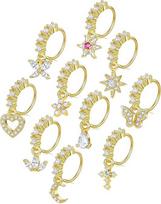 10Pcs Dangle Nose Rings Hoop Butterfly Heart Moon Flower Star CZ Cartilage Earring Dangling Nose Body Piercing Jewelry 20G auksas