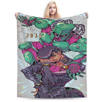 Jojo Anime Cozy Soft Flannel Blanket, Popular Cartoon Character Warm Throw Blanket For Living Room,Gifts for Fans,Friends, Girls Size: 75*100cm, Weight: 230 GSM